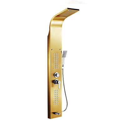 China With Gold Nickel Hot Selling Sliding Bar Swept Column 304 Stainless Steel Multifunctional Waterfall Spa Jets Shower Panel Shower Panel for sale