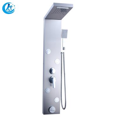 China With Sliding Bar Bathroom Stainless Steel Wall Mounted Waterfall Shower Panel for sale