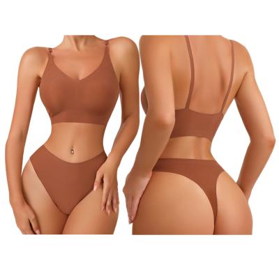 China QUICK DRY customize LOGO New Arrival tik tok seamless bra thong set two pieces of active set bra set seamless underwear bra thong seamless for sale