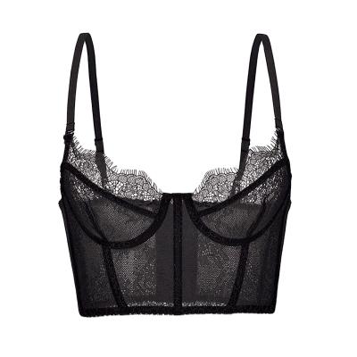 China QUICK DRY French lace with eyelashes and breasts gathered to gather self-cultivation sexy ultra-thin breathable underwear vest style bra for sale