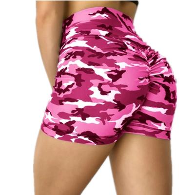 China Breathable Women Workout Yoga Shorts Camouflage Print Running Sports Short Pants Gym Bike Shorts for sale