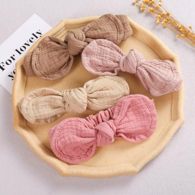 China High Quality Cute Newborn Elastic Soft Turban Headband Baby Ears Mouse Knot Headband Baby Cotton Friendly Material for sale