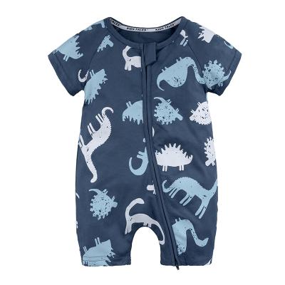 China Baby Boy Animal Friendly Shortsleeve Dinosaur Print Material Clothes Baby Rompers Printed Overalls Summer Rompers for sale