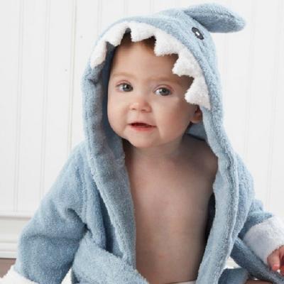 China 0-2 Years QUICK DRY Terry Cotton Shark Girls Boys Hooded 100% Animal Towel Sleepwear Baby for sale