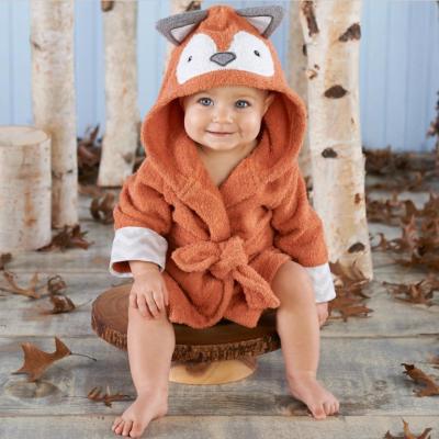 China Brown Squirrel Soft Hot Selling QUICK DRY Terry Cotton Hooded Baby Bathrobe Super Absorbent 100% Towel for sale