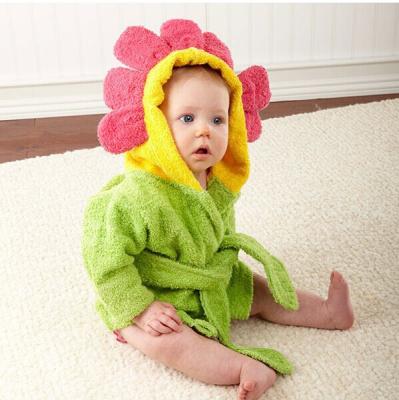 China Super Absorbent Soft Terry Cotton Plush Hooded Bathrobes QUICK DRY Flower Sun Service OEM Kit For Babies for sale