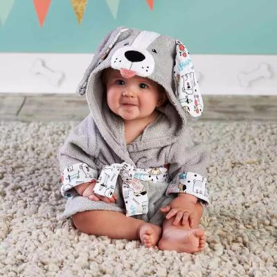 China 1pcs/Moq Running Dog QUICK DRY Terry Cotton Plush Kids Super Absorbent Soft Bathrobe With Hooded for sale