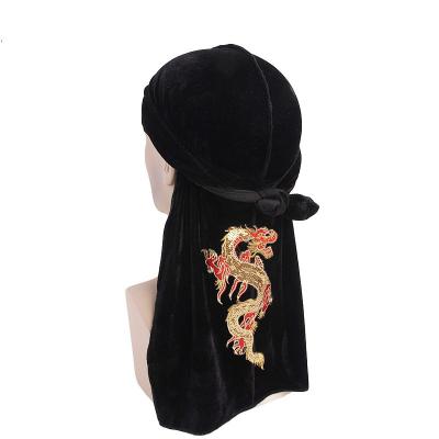 China Multifunctional Fashion Chinese Dragon Breathable Long Tail Pirate Hat Strap Hat Printing Designer Durag for sale