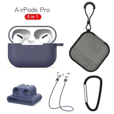 China Modern 6 in 1 Silicone Case For AirPods Pro AirPods Pro Protective Cases Set Earphone Accessories With Straps Storage Bag for sale