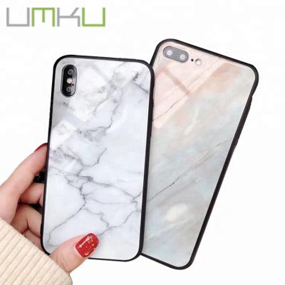 China Customized Soft Edge Pattern Tempered Glass Glossy Marble Back Cell Phone Case For iPhone X 100% Perfect Fit for sale