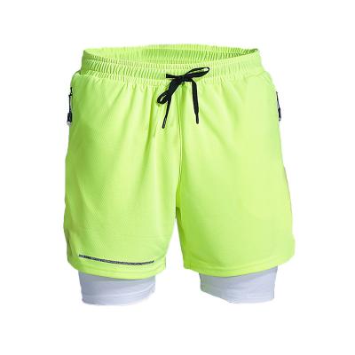 China Viable Double Layer Running Workout Fitness Shorts Zipper Pocket Sweat Gym Shorts Men for sale