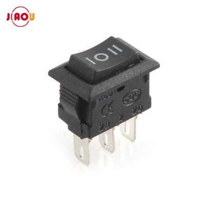 China ON-OFF-ON JIAOU KCD11-103 10 x 15 Mini Black 3pin 3 Position Rocker Switch SP3T Boat Switch for sale