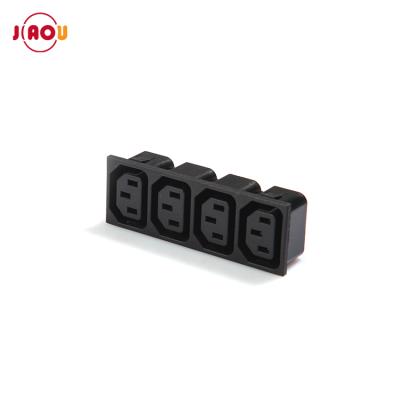 China JIAOU New Arrival 250V 10A 3 Pin C13 Industrial Quadruple AC Power Female Socket for sale