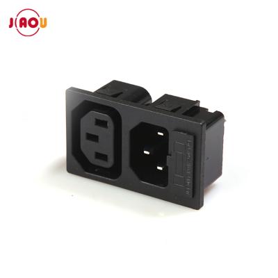 China JIAOU C13 C14 3 Pin Electrical AC Power Outlet Industrial Plug With Fuse for sale