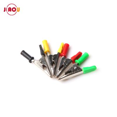 China JIAOU Battery Clip 75mm Length Power Alligator Battery Clip Testing Clamps for sale