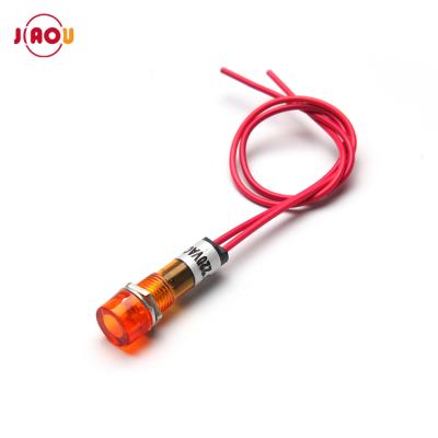 China JIAOU 10MM small plastic XD10-3 signal light led pilot lamp power plastic signal lamp with 20CM wires 12v/24v/220v/380v for sale