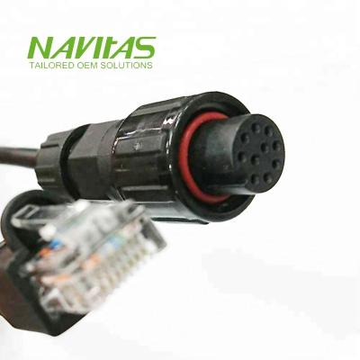 China M12 A Code IP68 8 Pin RJ45 Electronic Network Connector Cat5E Electronic Cable Assembly for sale