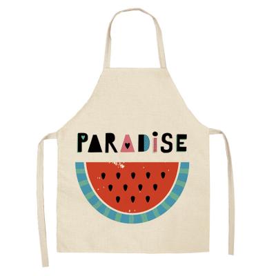 China Modern Simplicity Kitchen Household Cleaning Creative Watermelon Printed Women Canvas Apron Baking Family Kitchen Living Room Cotton Bib Adult Bib for sale