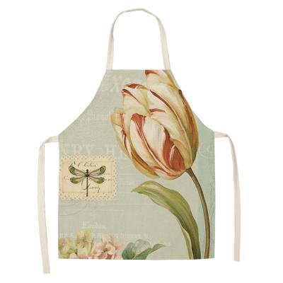 China Modern Simplicity Flower Printed Cotton Pinafore Cleaning Adult Bib Household Kitchen Living Room Family Cooking Women Canvas Apron for sale