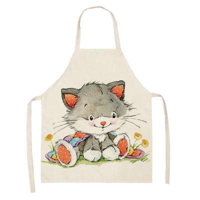 China Modern Simplicity Cartoon Cotton Pinafore Animal Print Adult Bib Household Kitchen Living Room Family Cooking Baking Women Canvas Apron for sale