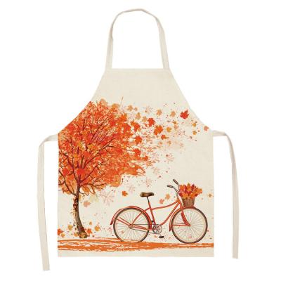 China Women's Canvas Apron Cartoon Printed Simplicity Modern Household Kitchen Household Kitchen Adult Bib Cleaning Bib for sale