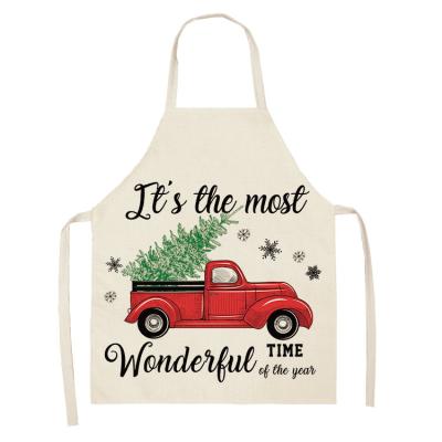 China Kitchen Modern Household Simplicity Cleaning Christmas Printed Women Canvas Apron Baking Family Kitchen Living Room Cotton Pinafore Adult Bib for sale