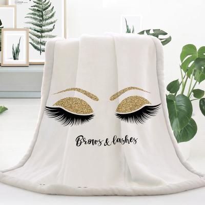 China Single Eye Lash Printed Throw Blanket Warm Weighted Blankets For Beds Double Layer Thickened Soft Cozy Home for sale