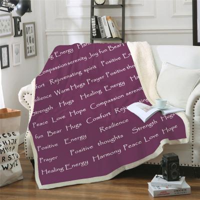 China Solid Color Single Letter Printed Throw Blanket Printed Warm Weighted Blankets For Beds Double Layer Thickened Soft Cozy Home for sale