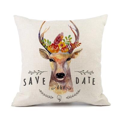 China Printing Nordic Simplicity Home Decor Cushion Cover Deer Head 45*45cm Soft Suede Pillow Covers Sofa Cushions Pillow Cases for sale