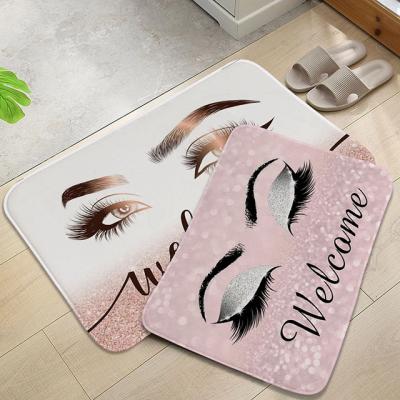 China Anti-skid Non-Slip Absorb Floor Mat Entrance Kids Prayer Mat Water Bath Mat Cartoon Eyelash Bathroom Kitchen Bed Roon for sale