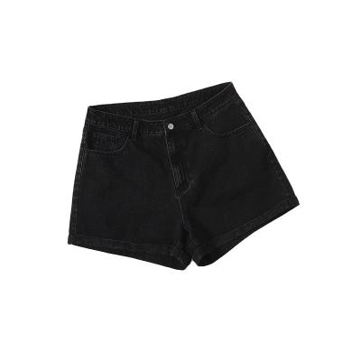 China Plus Size Womens Breathable Jeans Shorts Cheap Price In Stock Wholesale Black Basic Style Zipper Fly Black Short Jeans for sale