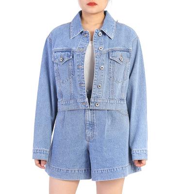 China Breathable Ladies Jeans Jackets OEM ODM ODM In Stock Cotton Grown Base Spring Autumn Customized Drop Shoulder Breathable Soon for sale