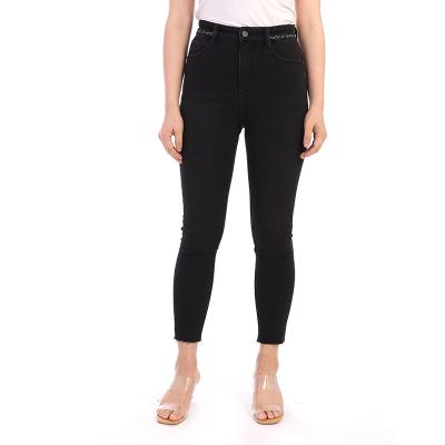 China Good Service High Quality OEM ODM Waist Embroidery Push Up Ladies Sexy Skinny Stretched Ladies Black Jeans Breathable High Quality for sale