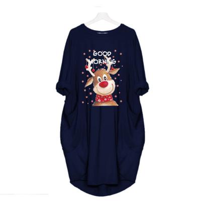 China Christmas 2021 Breathable Oversized Oversized Tops Cute Style Christmas Monogram Print Woman Long Dresses for sale