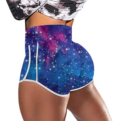 China 2021 Breathable Casual Starry Sky Printed Bottoms Jogging Beach Pants Womens Summer Yoga Shorts for sale