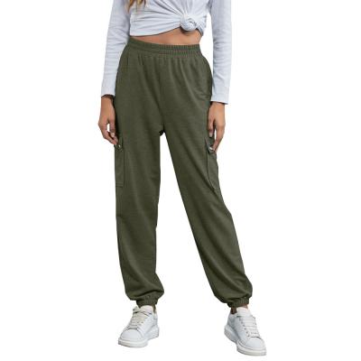 China 2021 New Women Sports Pocket Casual Gym Anti-pilling Pants Running Elastic Waist Pants Bottoms for sale