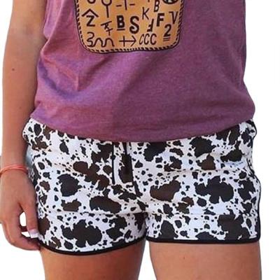 China 2021 Summer Print Breathable Casual Shorts Loose Drawstring Shorts Womens Breathable Shorts for sale