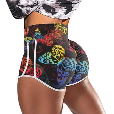 China 2021 New Women's Summer Floral Waisted Breathable Hot Pants High Base Casual Sports Gym Yoga Shorts for sale