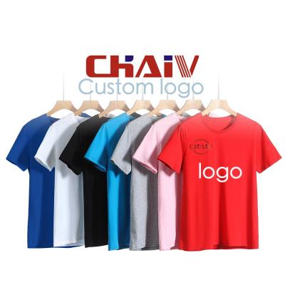 China DZ-001 CHAIV Cotton Men's Anti-wrinkle Cotton Men's T-shirts Custom Logo Short Sleeve Advertising Crop Shirt Runway Party Printing Custom Pattern for sale