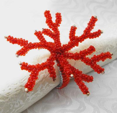 China Viable glass coral napkin ring napkin for wedding, wholesale napkin holder qn14032802 for sale