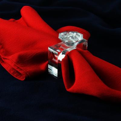 China Sustainable Square Acrylic Napkin Ring Napkin With Crystal Decoration Napkin Holder In Many Colors for sale