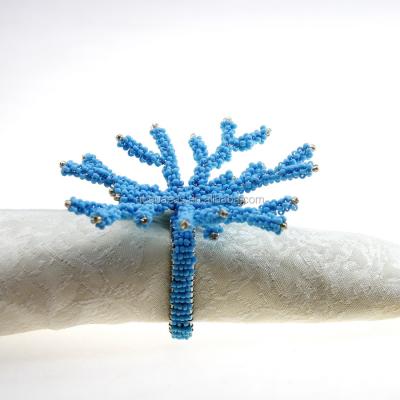 China Viable multi color coral napkin ring made of beades 4cm glass napkin holder for sale