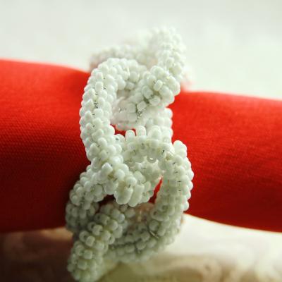 China Wholesale Bulk Glass Beads Napkin Ring Viable Holder Chain for sale