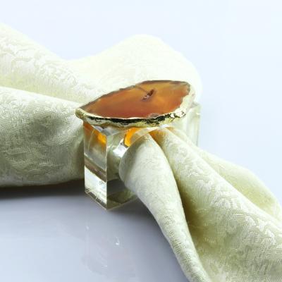 China Natural Stone Gold Towel Ring Napkin Ring Decoration Natural Stone Napkin Holder In Many Colors for sale