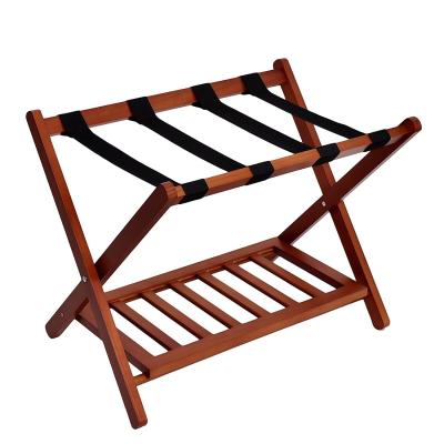 China Wood Color Display Folding Luggage Rack , OEM Hotel Metal Luggage Rack for sale