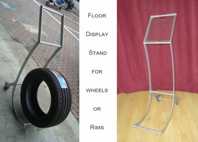 China Aluminum Alloy Wheel Display Racks , Hub Trolly Car Wheel Display Stand for sale