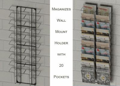 China Wall Mount Magazine Office Display Racks With 20 Literature Pockets Size A4 for sale