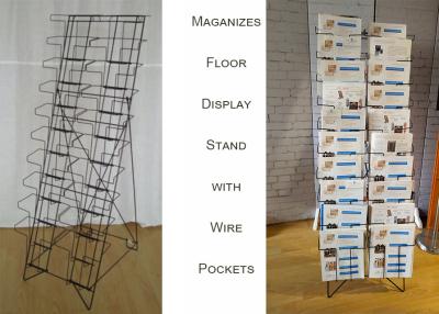 China 20 Pockets Folded Wire Magazines Display Floor Stand for sale