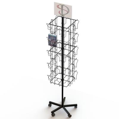 China 40 VDs Wire Pockets Books Metal Floor Spinner Display Rack for sale