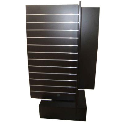 China 4 Way MDF Rotating Wooden Retail Display Stands With 4 Slat Spinner Panels for sale